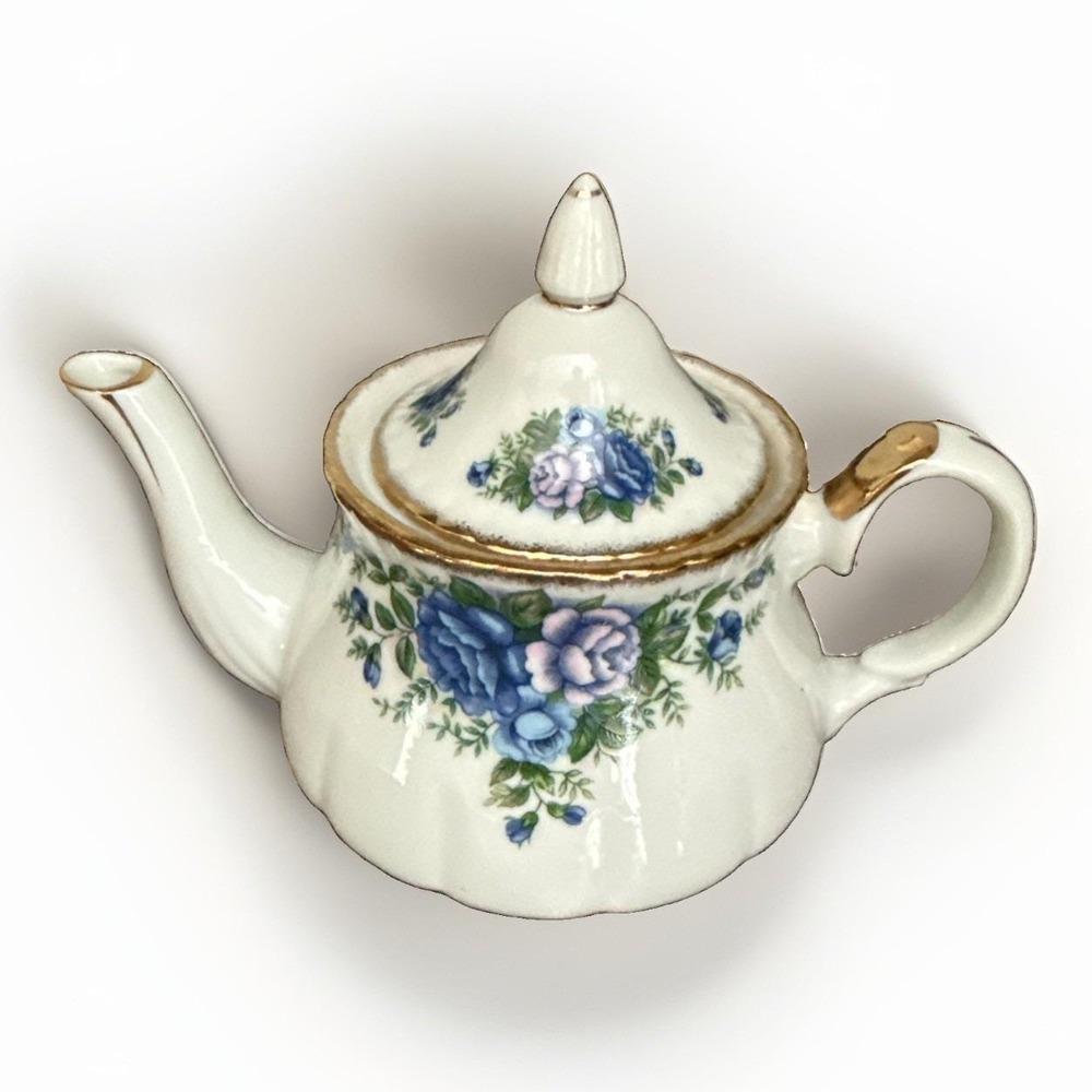 English Garden Teapot By Robinson Designs Blue and Lavender Flowers